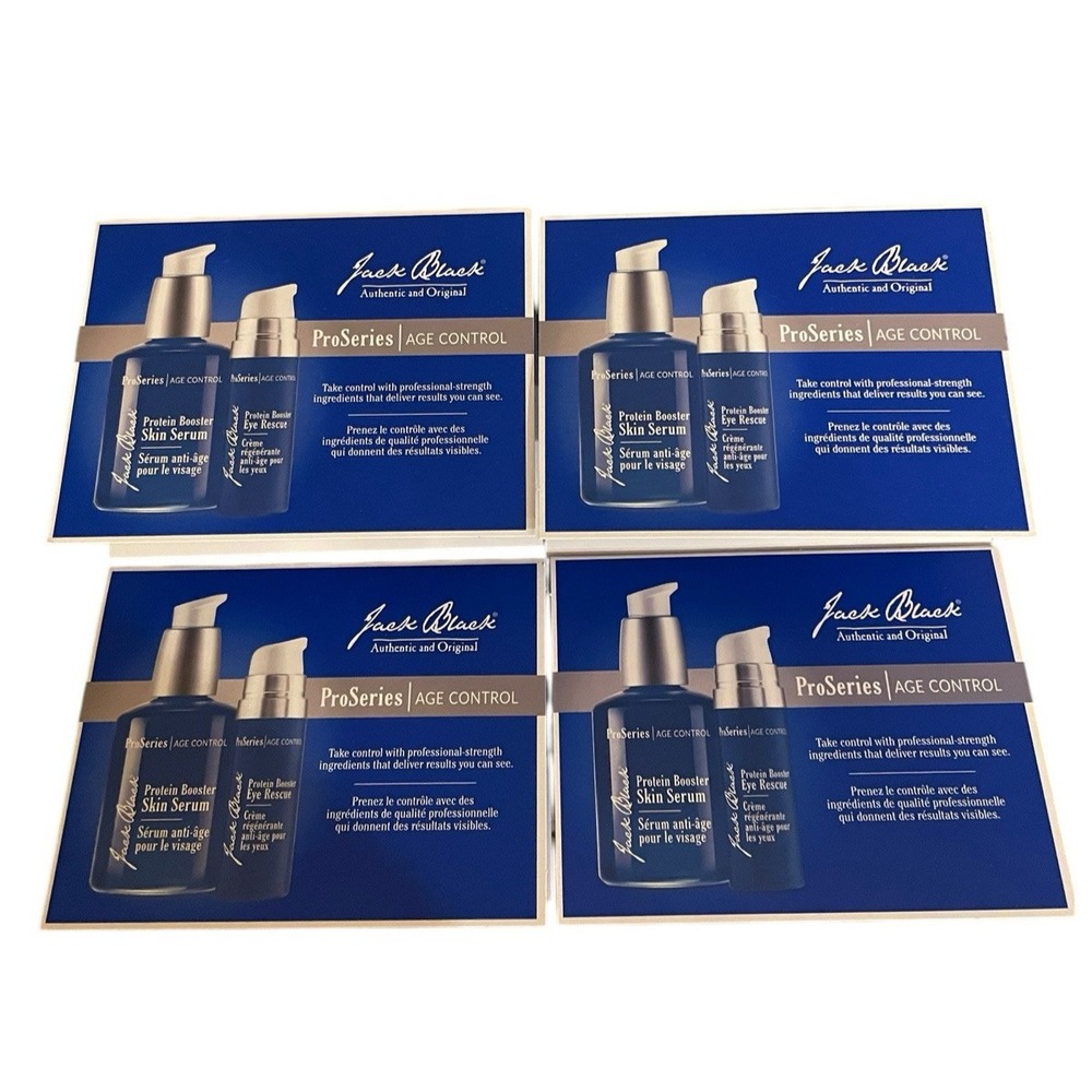 Jack Black Protein Booster Skin Serum & Eye Rescue Sample Card Men Lot 4 NEW